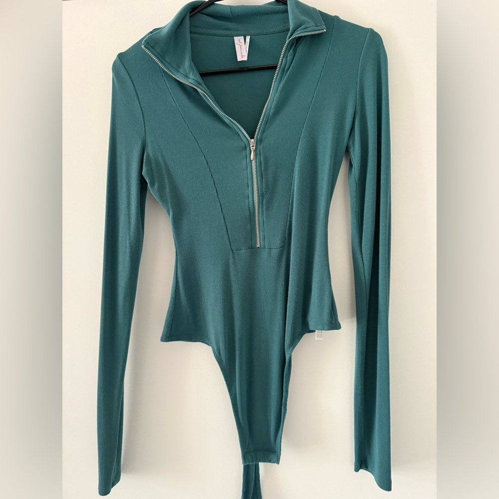 Free People Urban Outfitters Teal Zip-Up Bodysuit